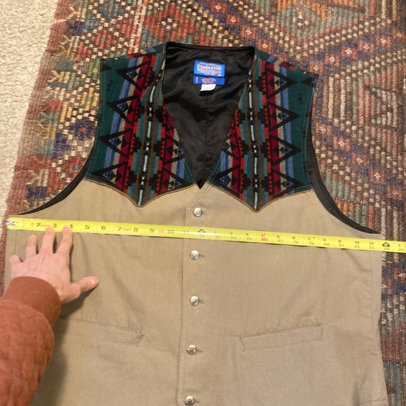 Vintage Pendelton Vest Blanket cotton native american aztec khaki western - Picture 4 of 12